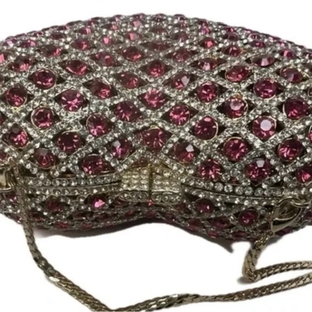 Hand Placed Crystal and Pink Jewel Handbag Clutch | NWOT | OS